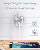 Vista 6 de TESSAN Adaptador de salida de 2 clavijas a 3 clavijas, adaptador de enchufe de EE. UU. a Japón con 2 tomas de corriente 3 puertos USB, divisor