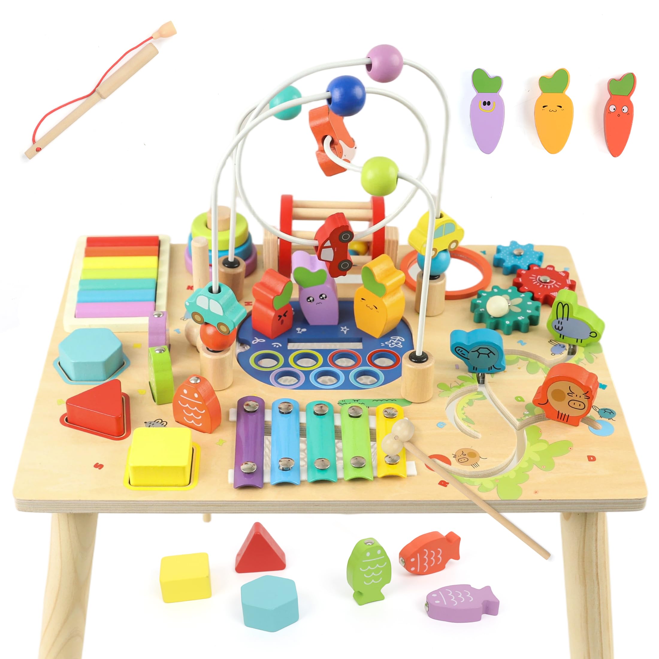 Montessori Spieltisch ab 1 Jahr aus Holz, 12-in-1 Spielzeug Jungen Mädchen
