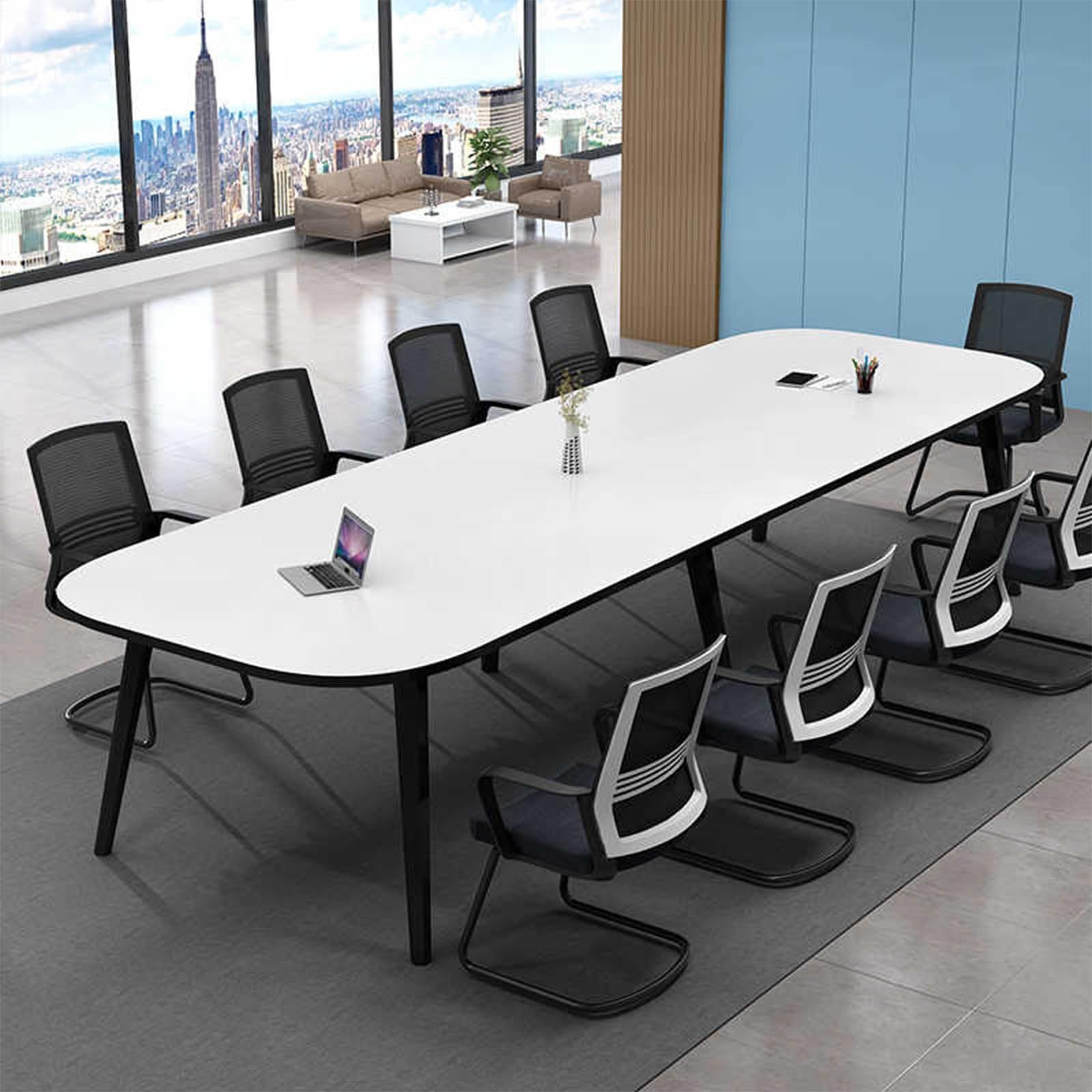 Modern Office Conference Table Large Seminar & Training Table Boardroom & Breakroom Furniture Easy Assembly with Sturdy Metal Frame (Black)