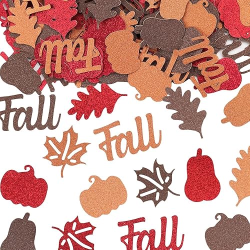 200 piezas de confeti de otoño para mesa, color naranja, marrón y rojo, lentejuelas de cosecha de otoño para el hogar, otoño, calabaza, hojas de