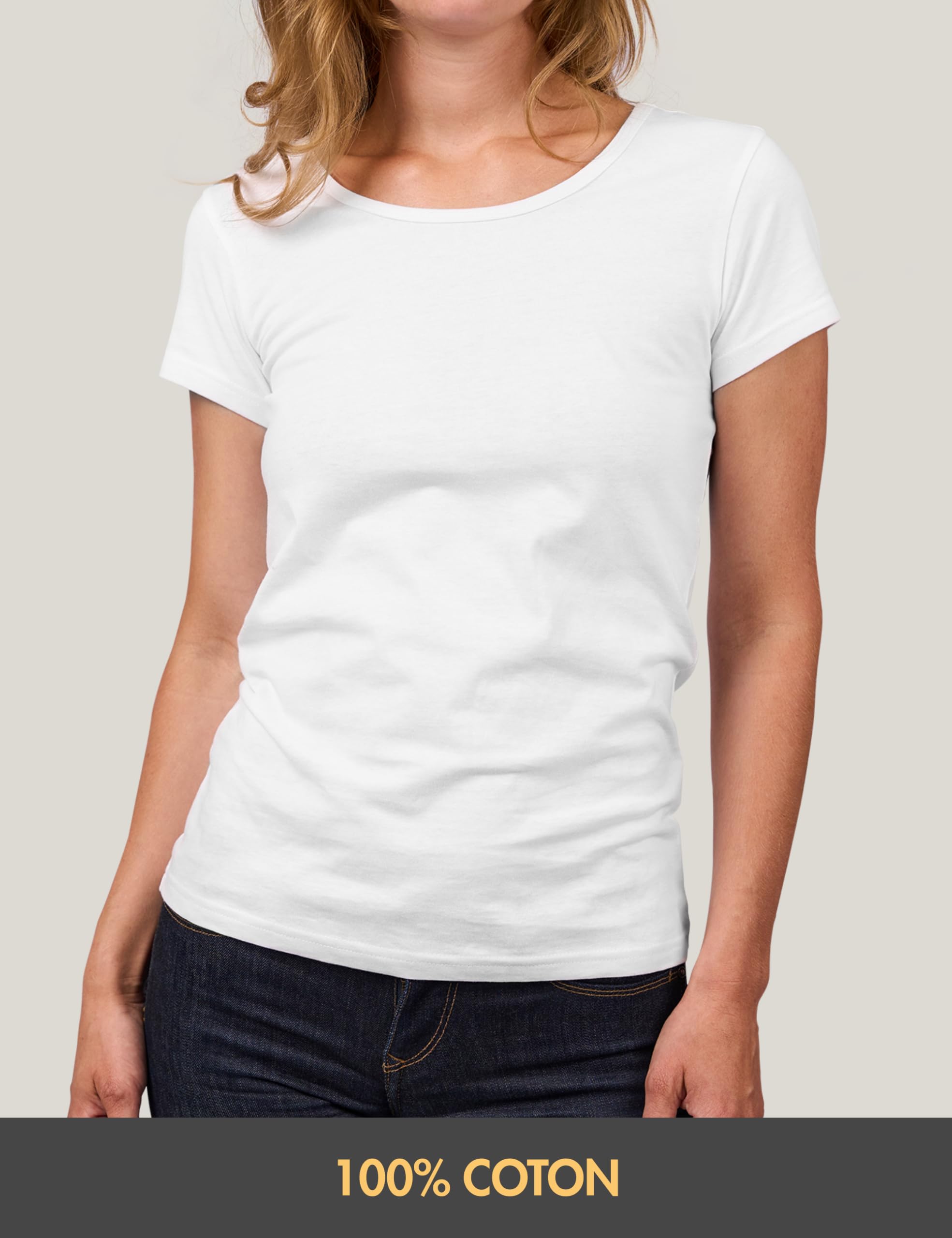 Basic Treasure T-Shirts Femme Coton Doux – Lot de 2 ou 3 Pièces, Manches Courtes et Longues, Tailles S à XL