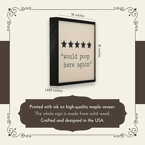 Miniatura 5 de Wall Things Co. - Letrero con texto en inglés "Would Poop Here Again", rústico y divertido para colgar en la pared, decoración de granja moderna, 16