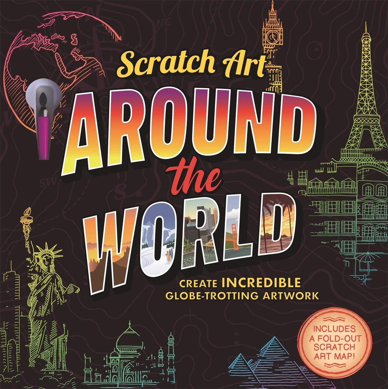 Scratch Art: Around The World (Stress Relieving Activities for Adults) Scratch & Draw Dinosaurs - Scratch Art Activity Book (Scratch and Draw)
