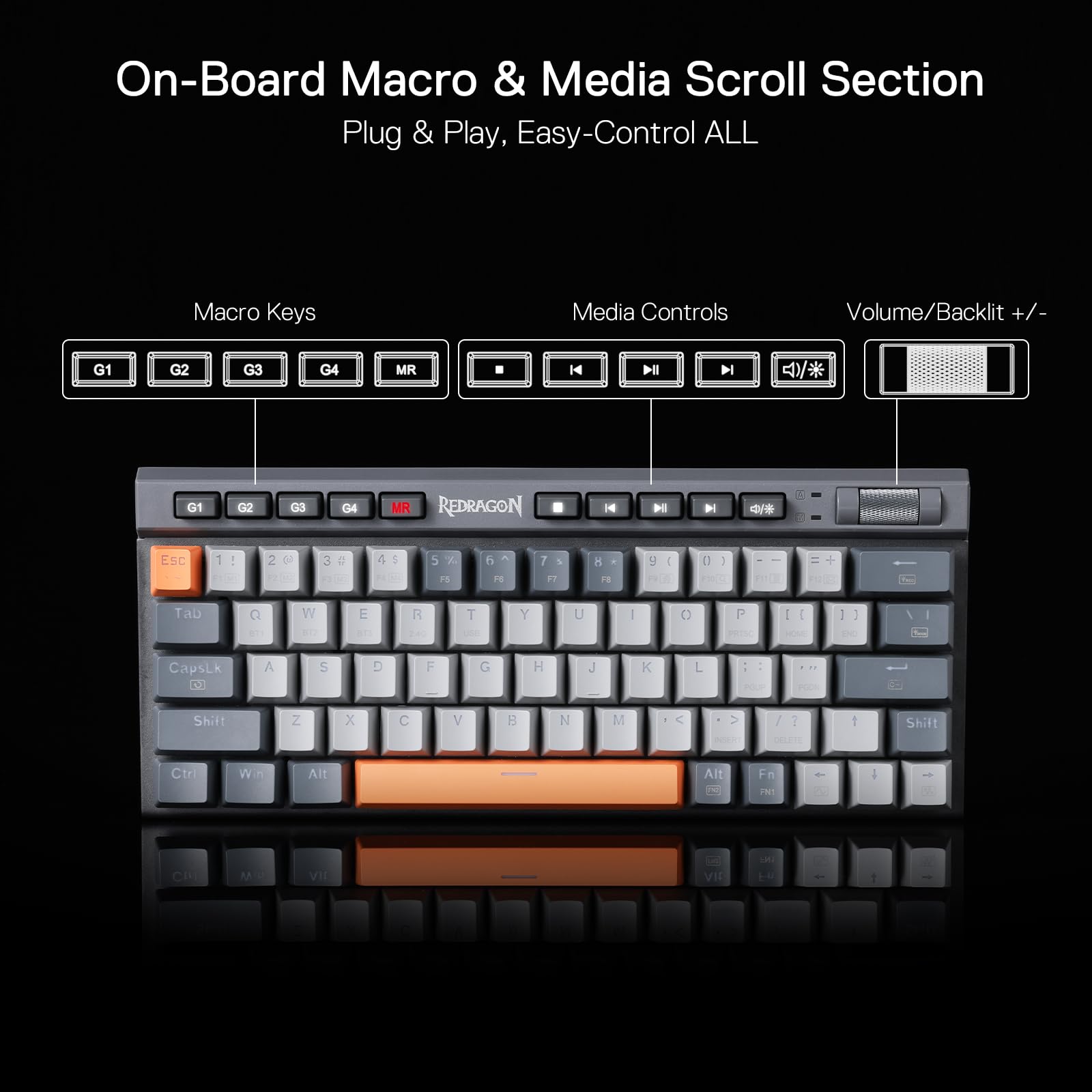Redragon K634 PRO 60% 3-Mode Wireless RGB Gaming Keyboard Redragon K634 PRO 60% 3-Mode Wireless RGB Gaming Keyboard