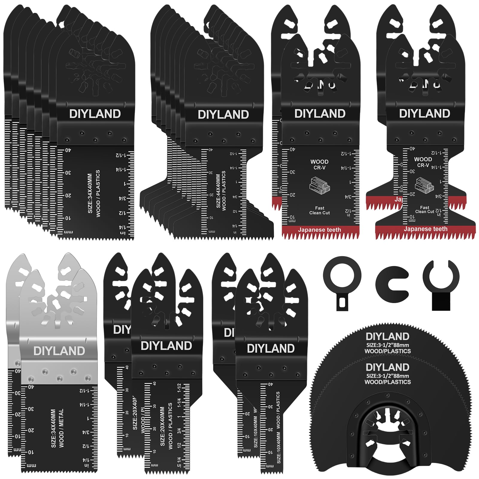 DIYLAND 31PCS Multi Tool Blade Set, Universal Oscillating Saw Blades