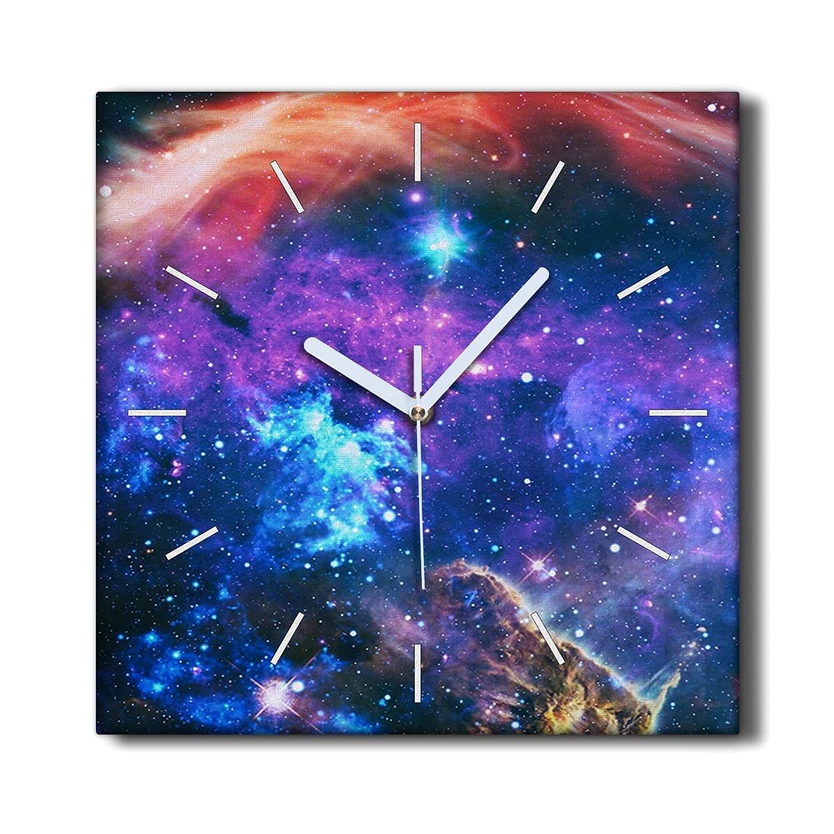 Toile Décoration Murale Horloge Coloray 30x30cm Impression Fine Art Étoilée