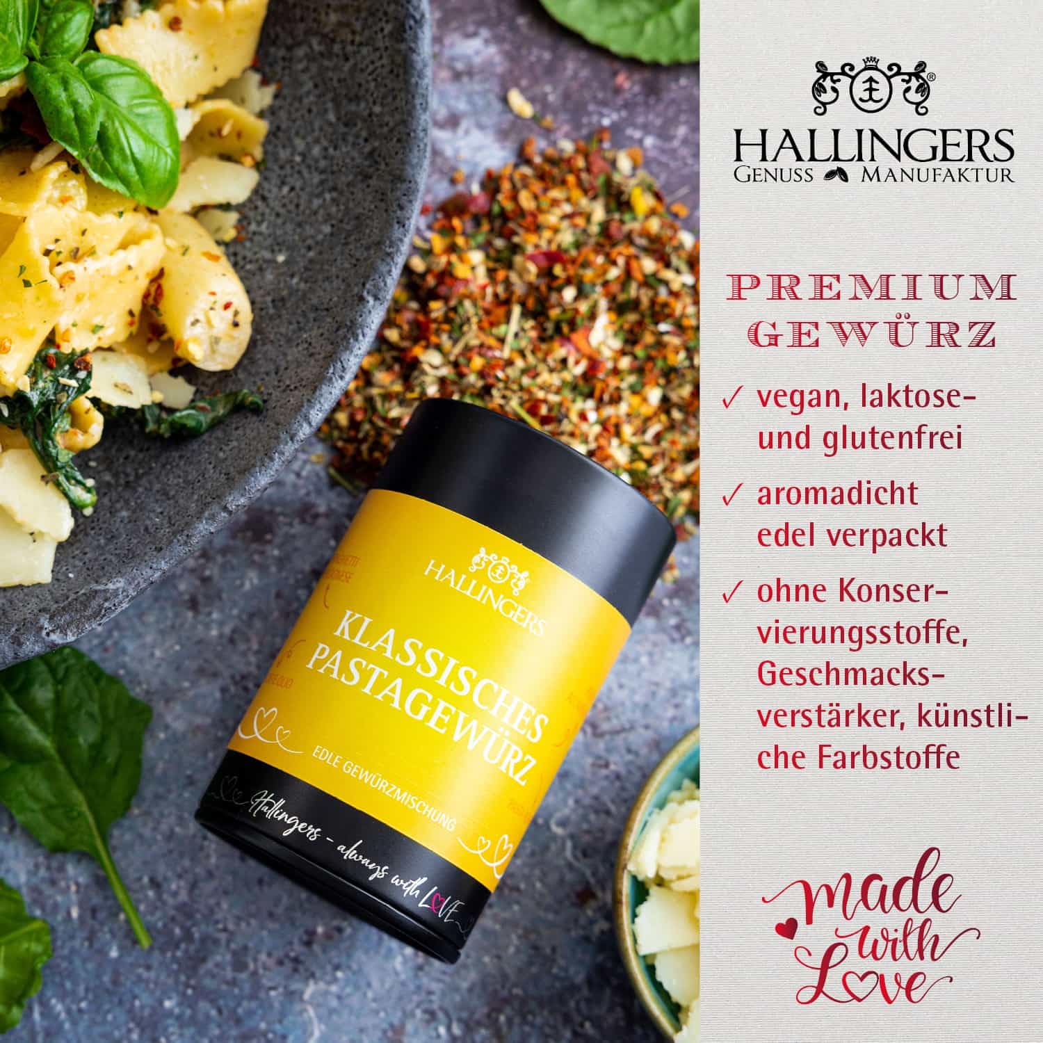 Hallingers Genuss Manufaktur Feinkost Geschenk-Set - XXL-Geschenkkorb "Pasta Time" großes Mitbringsel Wein, Bunte Nudeln, Olivenöl, Schokolade & Pasta-Gewürz, Geschenkidee für Frauen Männer