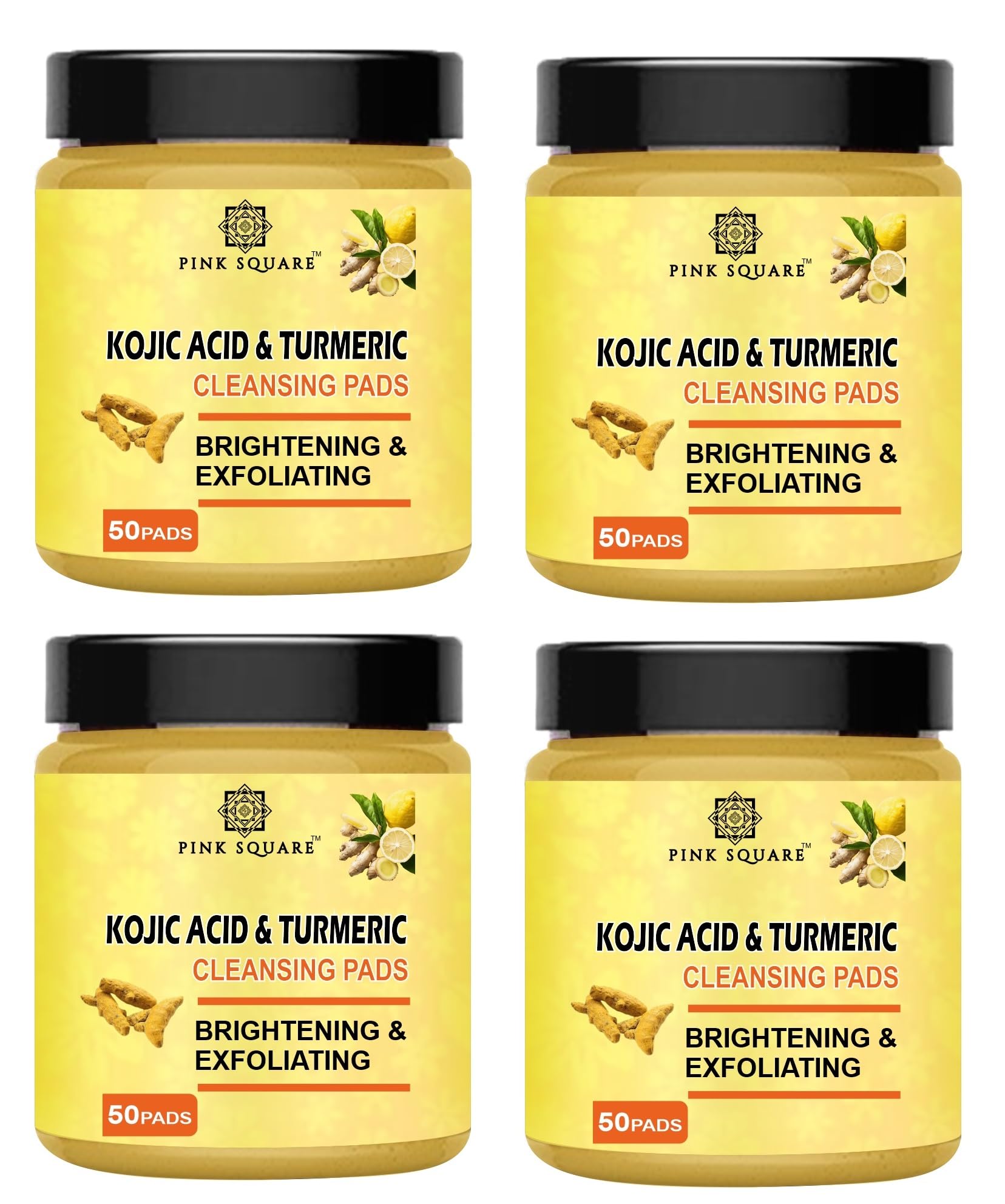 Pink Square Kojic Acid and Turmeric Cleansing Pads for Glowing Skin (Pack of 4, Each 50 PCS)|Brightening and Exfoliating Face Pads for Clear, Deep Cleansing and Hydrating Formula, for Brighten Skin|-image-25