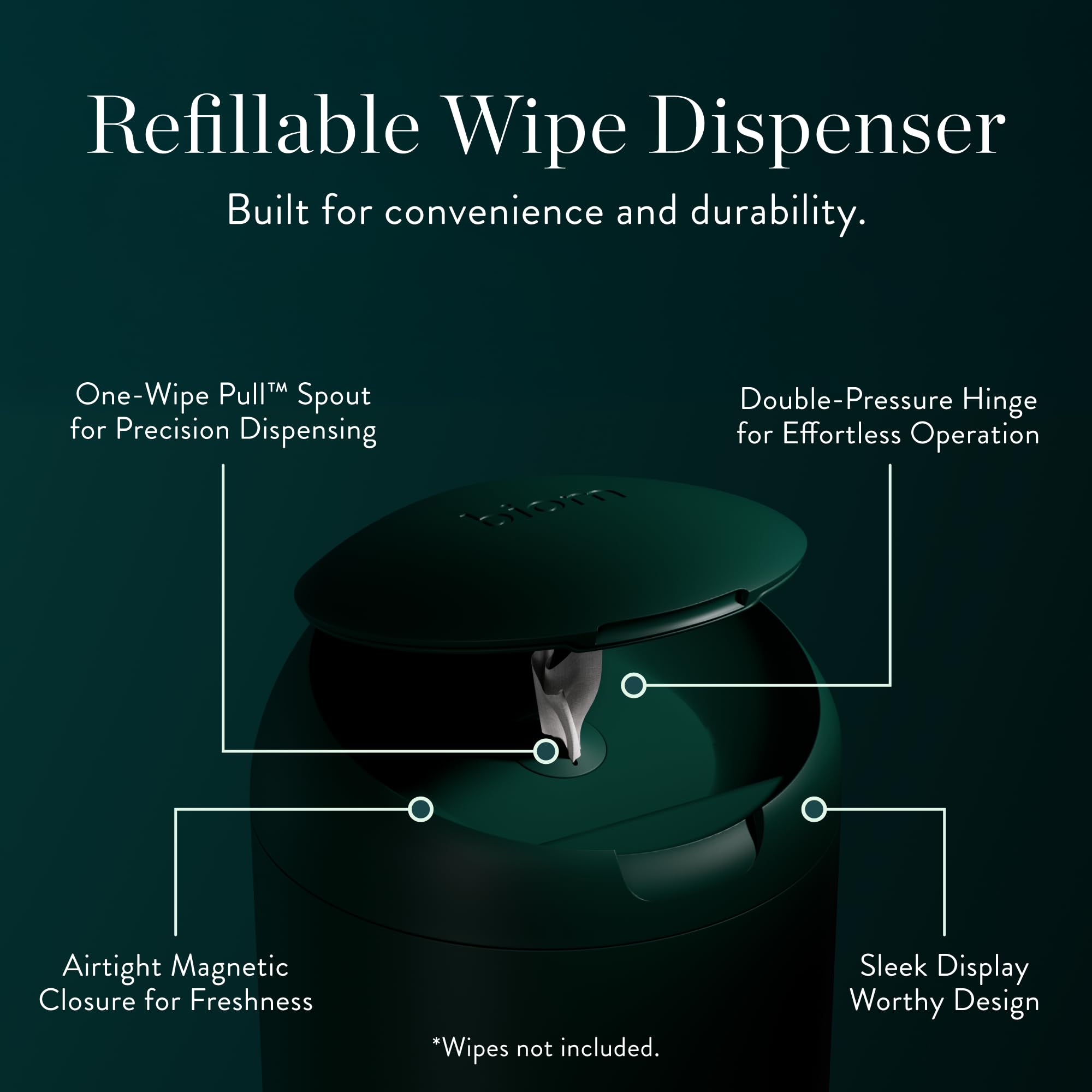 Biom Dispenser per salviettine, porta salviette ricaricabili (non inclusi), porta salviette per neonati e adulti, contenitore per salviettine senza BPA, portatile ed elegante, con cerniera a doppia