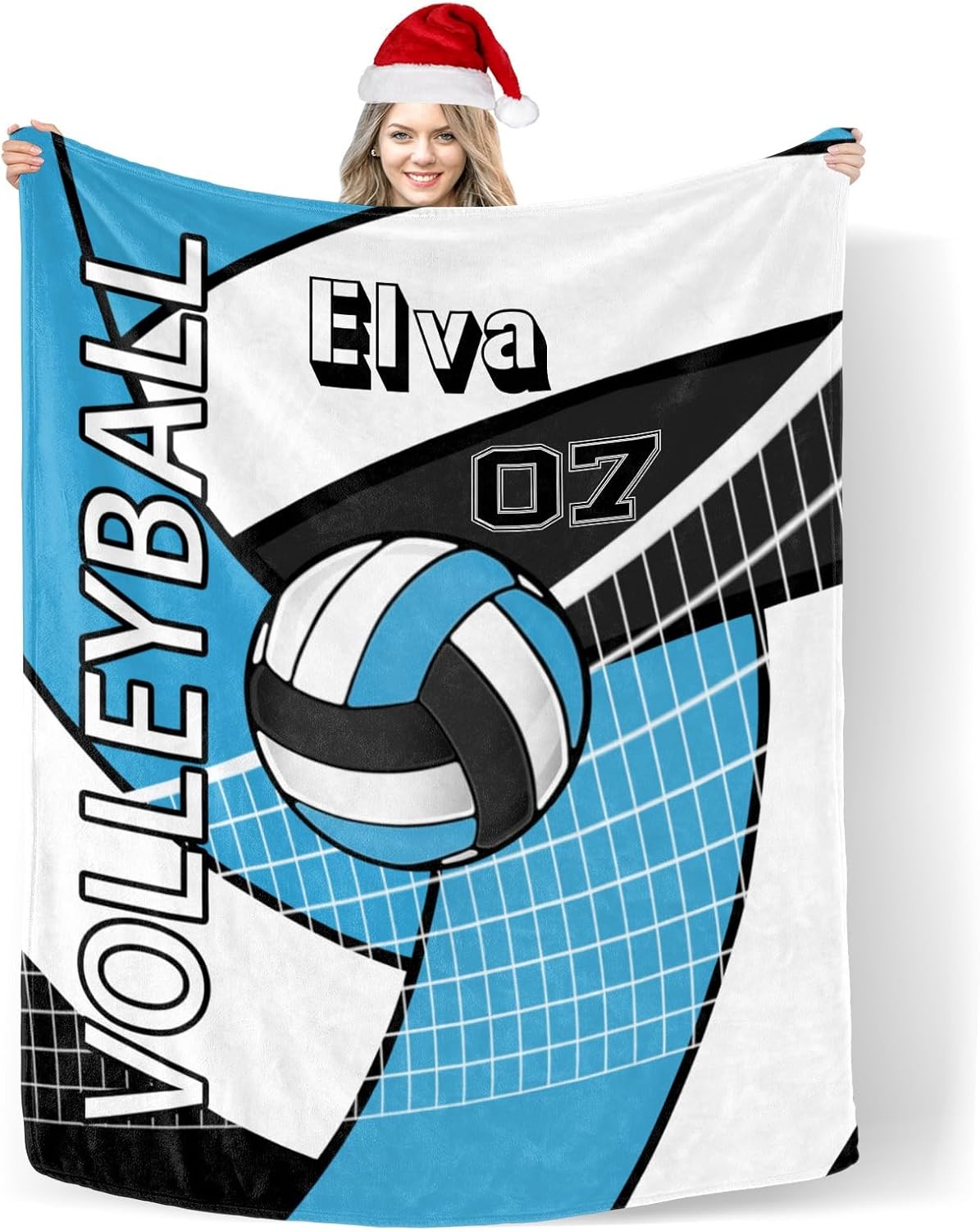Custom Blanket with Name Text,Personalized Volleyball Sport Red Super Soft Fleece Blankets for Couch Sofa Bed 50X60inch