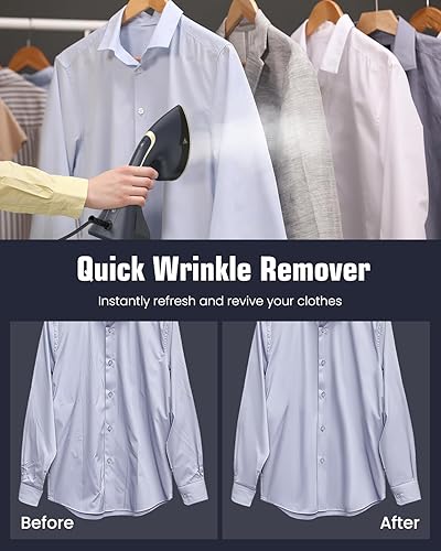 Miniatura 5 de BEAUTURAL Vaporizador para ropa, vapor y plancha 2 en 1, potente removedor de arrugas de tela de 1200 W con vapor de ráfaga, placa térmica de