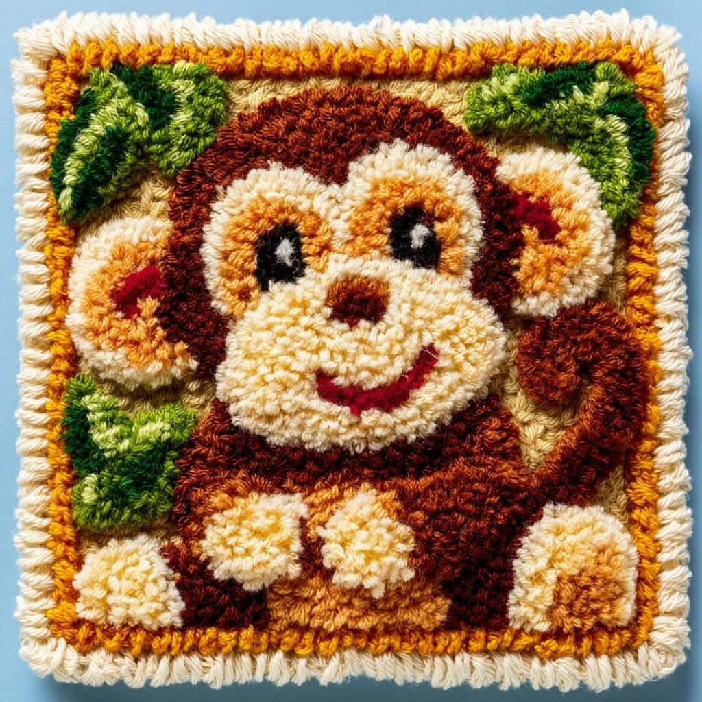 Taxpy Latch Hook Cushion Kit for Beginners Monkey