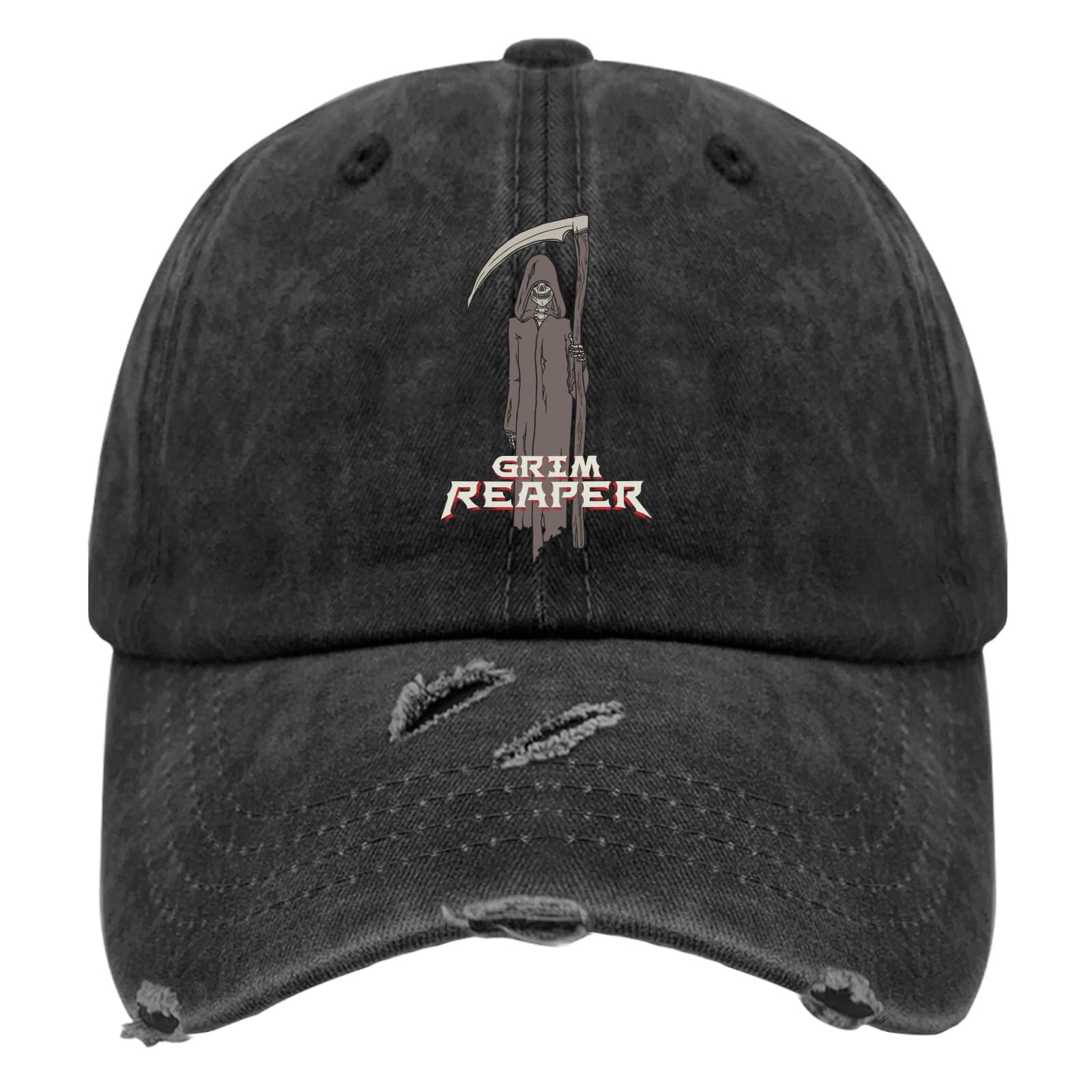 Nuanua Unisex Denim Grim Reaper Baseball Hats Funny Golf Hats For Men Women Gifts For Friends