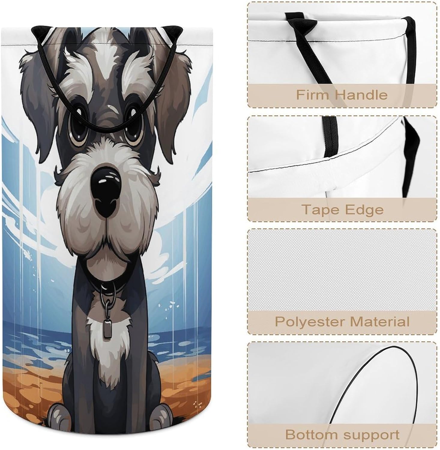 Adorable Schnauzer Laundry Hamper Portable Lightweight Clothes Hampers Fashion Dirty Laundry Storage Basket Large Capacity Foldable Clothes Baskets for Bathroom Bedroom