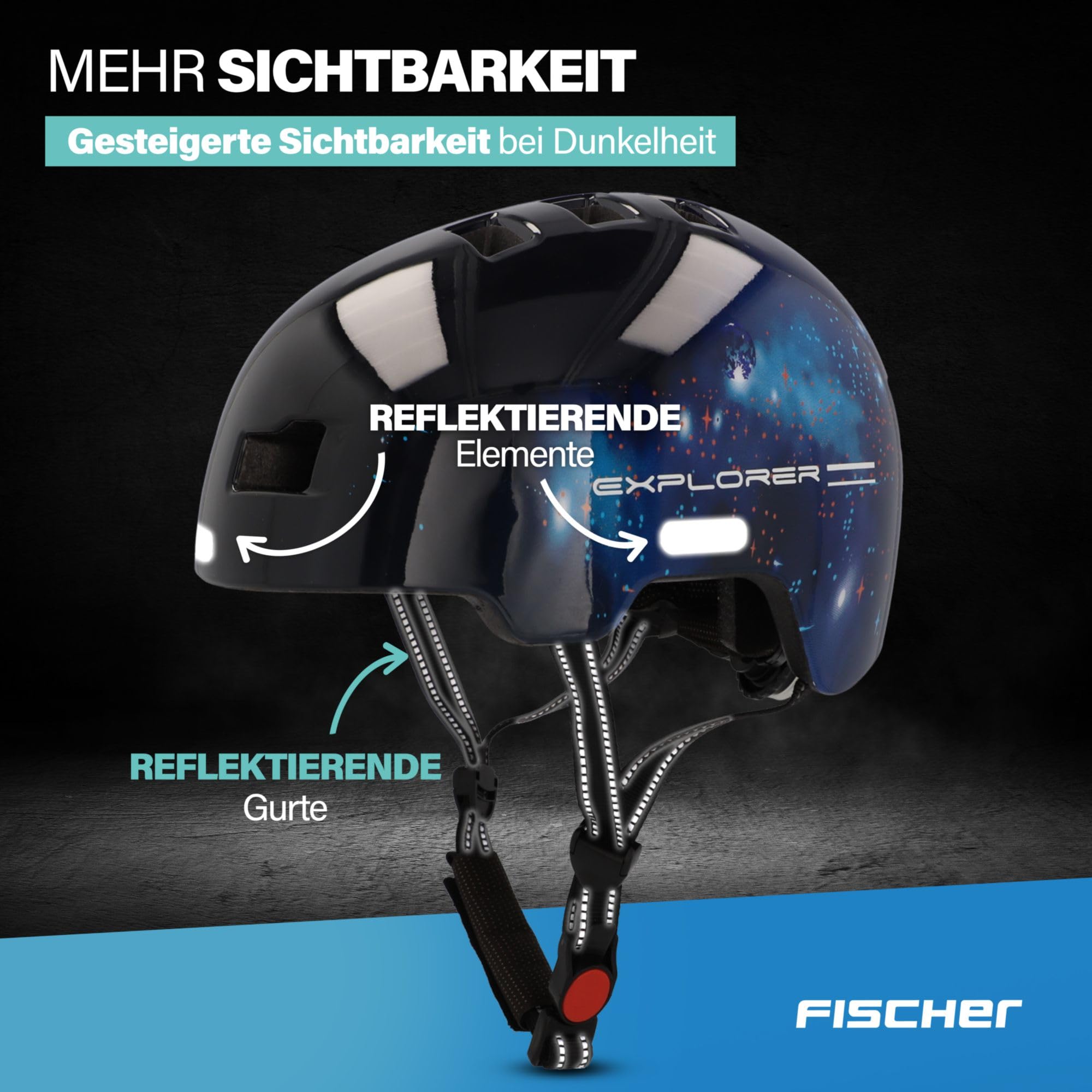 FISCHER BMX Casco da bicicletta per bambini, casco da bicicletta, casco Dirt Bike Plus con fanale posteriore a LED integrato