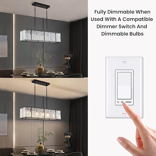 Miniatura 3 de Siljoy Candelabro rectangular moderno de cristal, 5 luces, color negro, rectangular, con forma de gota de lluvia, lámpara de techo colgante lineal