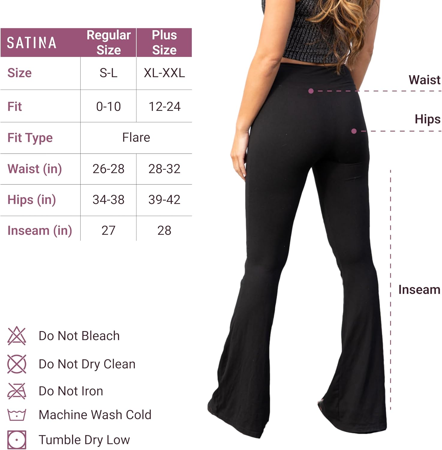 SATINA High Waisted Flare Leggings for Women - Yoga Pants for Women - Buttery Soft Bell Bottom Palazzo - Versatile Sizing - Image 3