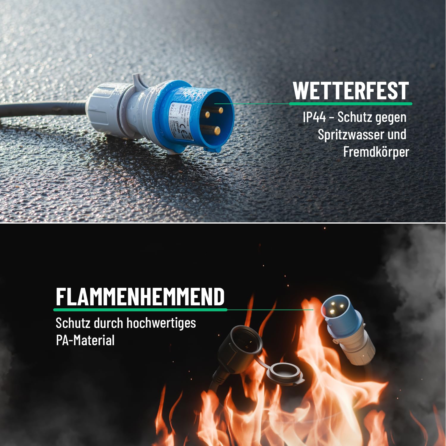 greate CEE Adapter Set Schuko Stecker auf CEE Kupplung & CEE Stecker auf Schuko Kupplung - Adapter CEE Stecker Kupplung 230V & IP44 Schutz - CEE Adapter Schuko Kupplung, Strom für Camping, CE Adapter
