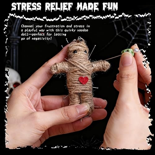 Miniatura 3 de Poen 3 muñecas vudú de terror con 30 pines de calavera, decoración de relleno, divertidos adornos inspiradores positivos, regalos para amigos,