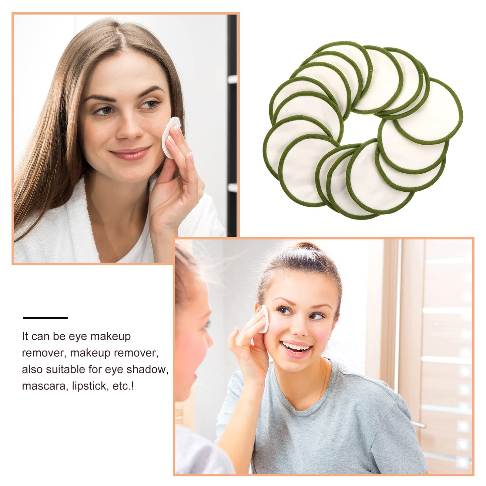 MUSISALY Fiber Facial Cleansing Pads Set 18pcs Reusable Makeup Remover Pads Makeup Remover Washable for All Skin