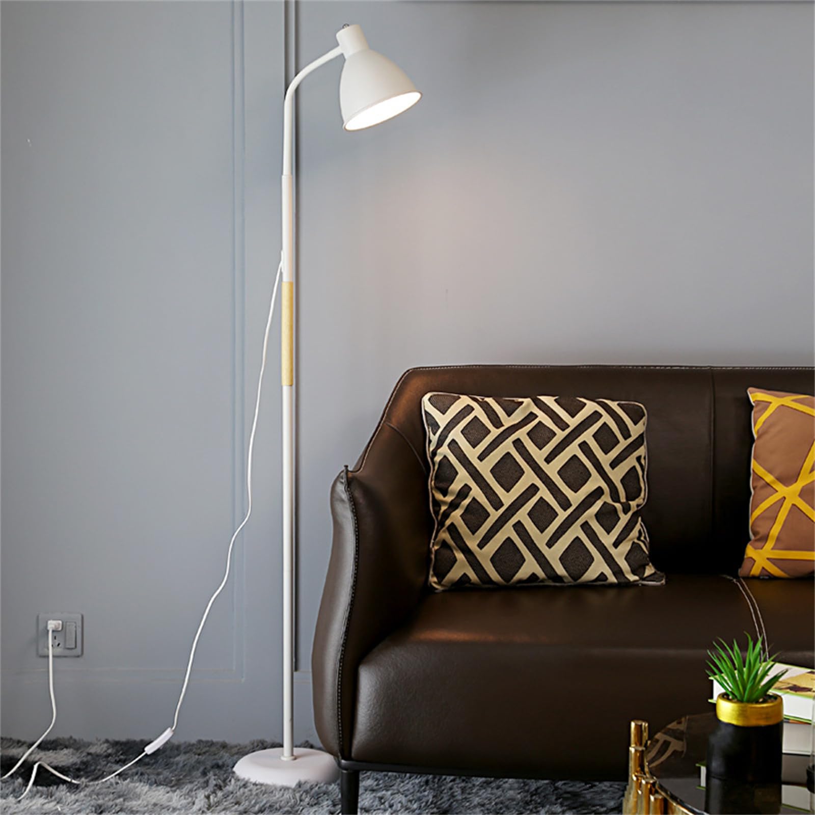 ITETONE Floor Lamp, 3 Color Temperature Industrial Floor Lamps, 150Cm Standing Reading Lamp, Farmhouse Floor Lamp for Living Room, Bedroom, Office,White