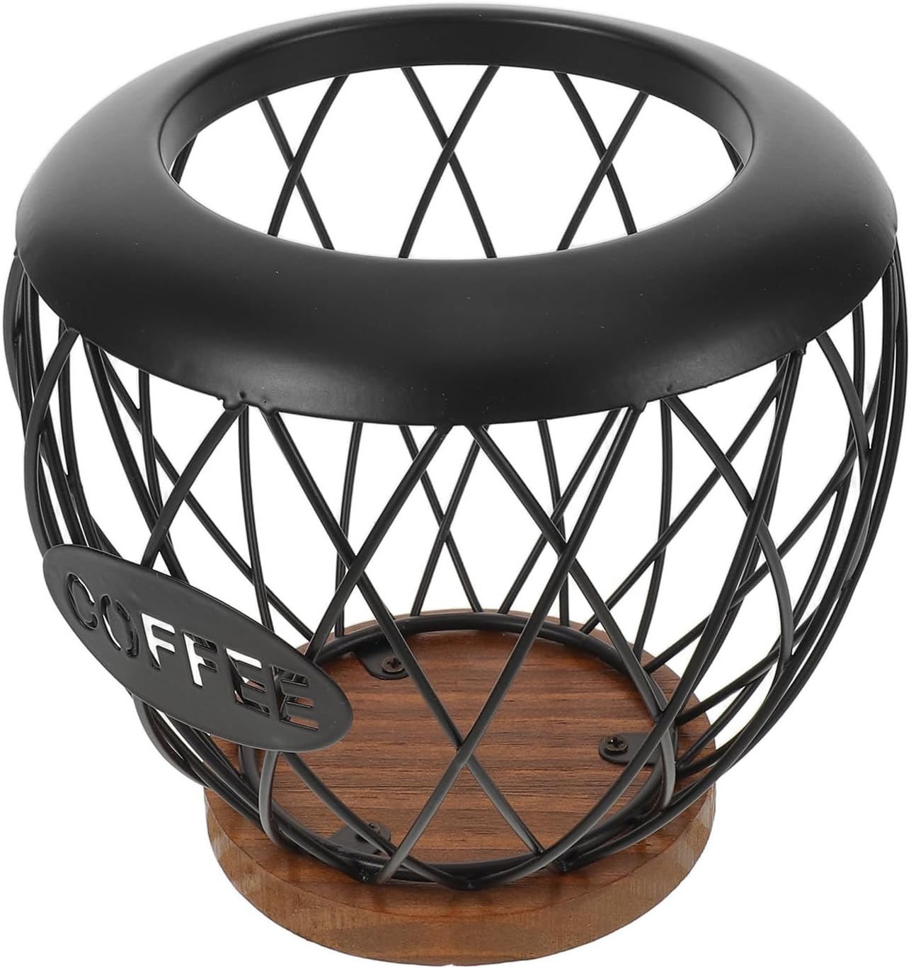 Artistic Coffee Capsule Holder Basket with Wood Stand for Countertop