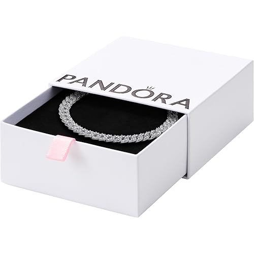 PANDORA Timeless Pavé Cuban Chain Bracelet - Sterling Silver Bracelet with Cubic Zirconia - Jewelry for Women - Includes Gift Box