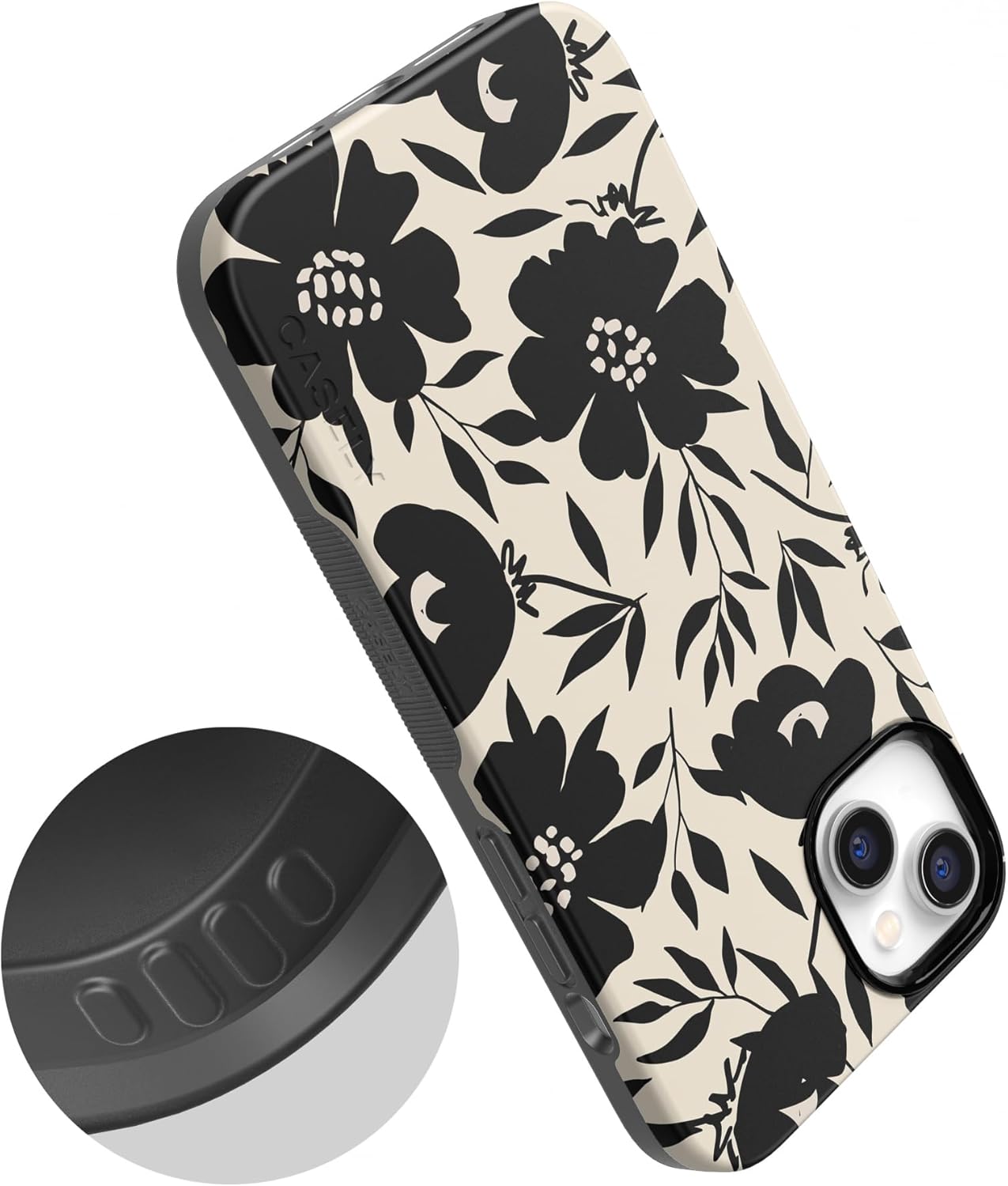 Casely iPhone 14 Case | Dark Fantasy | Contrast Floral | Bold Protective Design | Compatible with MagSafe
