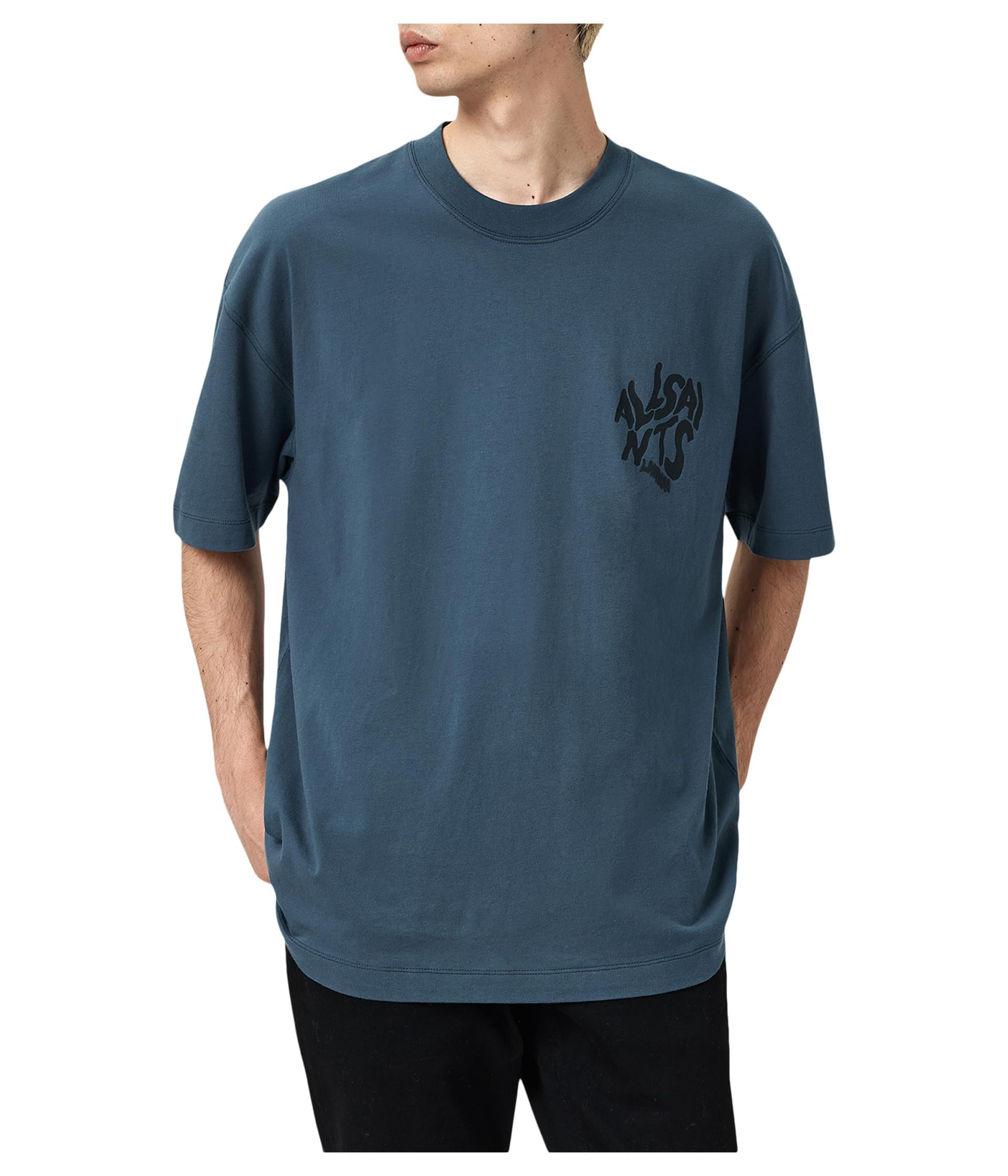 Allsaints Men's Orlando Ss Crew, Sunil Blue, Large