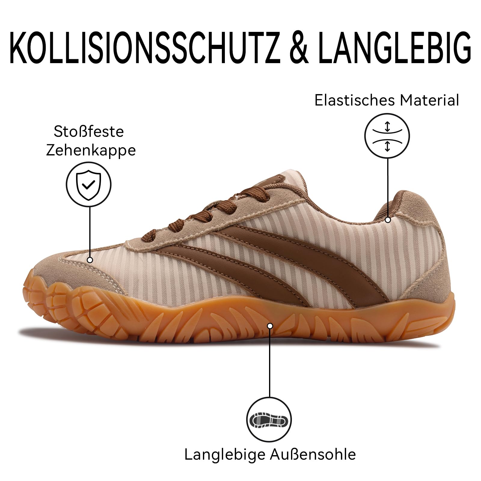 Barfuss Schuhe Damen Barfußschuhe Herren Retro Sneaker, Breite Zehenbox Barfussschuhe Zero-Drop Sohle Leichte Minimalistische Traillaufschuhe, Rutschfester Atmungsaktiv Walkingschuhe