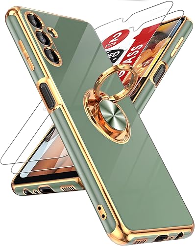 Miniatura 1 de LeYi Funda para Samsung Galaxy A13 5G con protector de pantalla de vidrio templado (paquete de 2) Soporte de anillo giratorio de 360, soporte