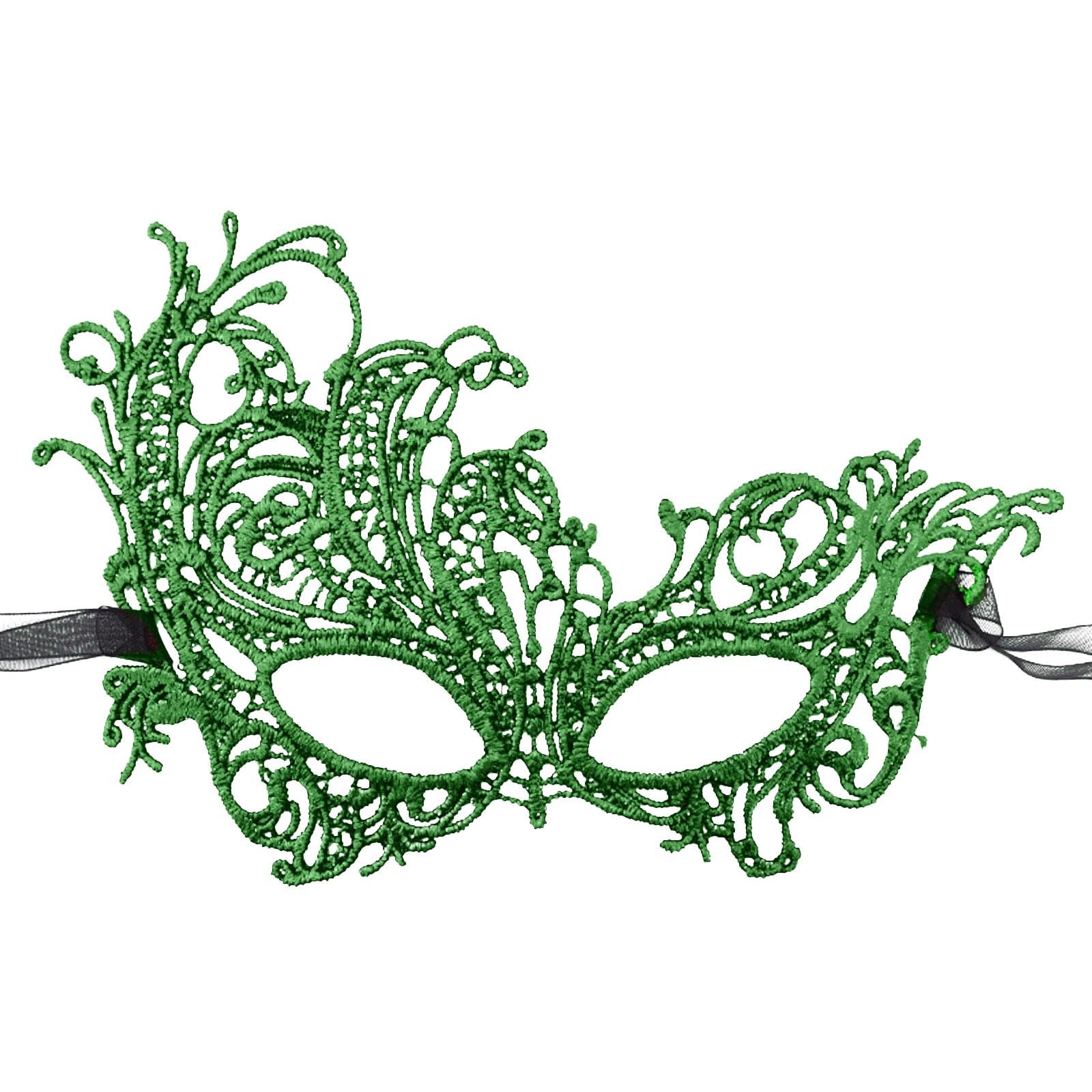 Lace Masquerade Mask For Women Venetian Party Mask Carnival Mask Rave Masquerade Mask Silver Masquerade Mask Carnival Party Dress Up Dress (Green, One Size)