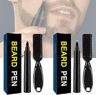 Diamalfi Pencil Filler, Beard Pencil Filler for Men, Beard Dye for Men, Water Proof Beard Eyebrow Pencil with Beard Brush, Beard Filler Pen Care Kit Repair Beard Shape (Color : Black and Brown)