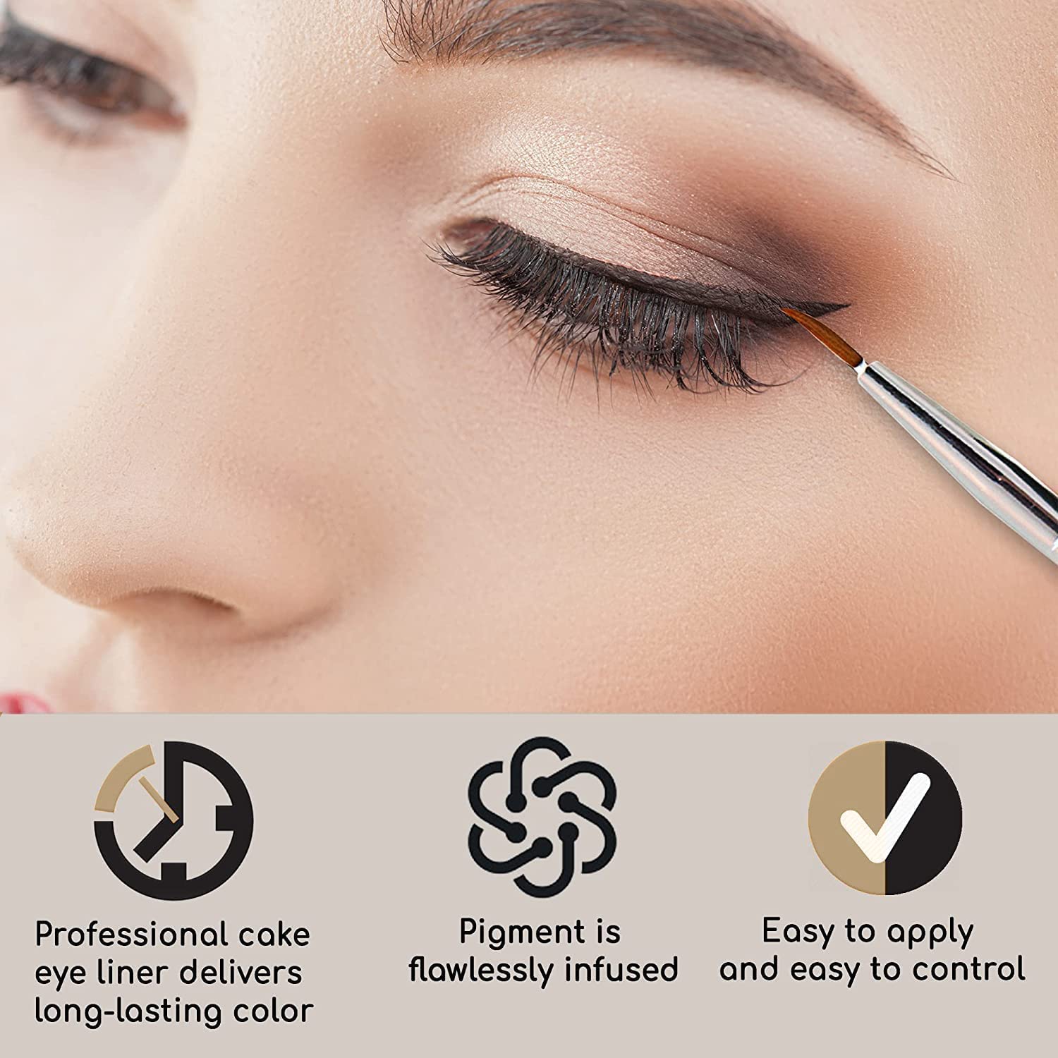 JUST FOR REDHEADS Cake Eyeliner (Brush not included) - Water-Activated Brown Eyebrow Powder