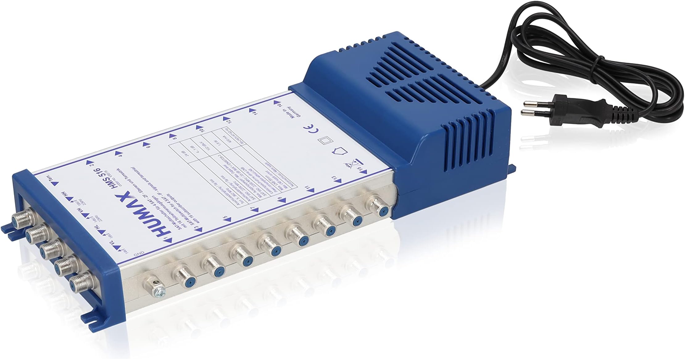 Humax HMS 516 5 x 16 multi-switch for 16 participants (Quattro and Quad LNB, power supply with standby function)
