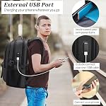 DUSLANG 17 Inch Laptop Backpack for Travel Water Resistant College Backpack for Men Laptop Bag with USB Charging Port, Black, 17 Inch, Backpack