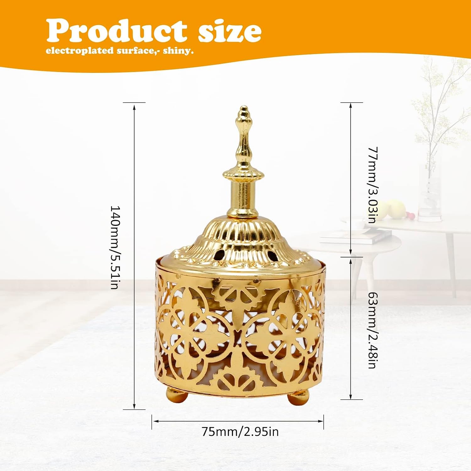 EATAKWARD Arabic Incense Burner Metal Vintage Incense Holder Aroma Incense Burner Iron Art Incensestick Decorative Incense Stand Home Scented Incense Holder for Home Tabletop Decoration (1, Style A)