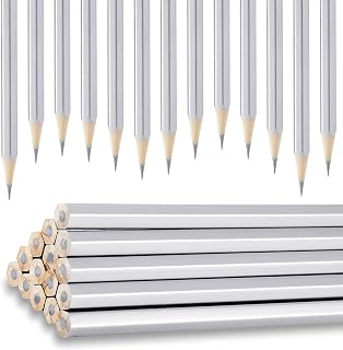 24 Pack Metallic Marking Pencil Water Soluble Colored Pencils for Construction Workers Metal Work Plumbers Framers Carpenters Teacher Marking Tools, 6.9 Inches in Length (Silver)