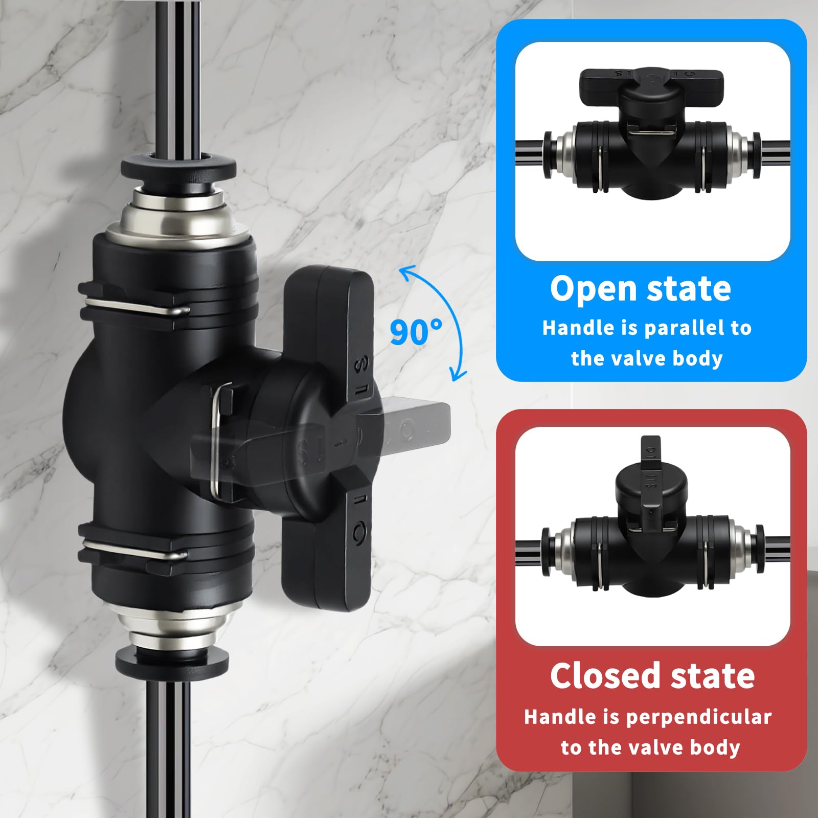 3 PCS Connettori Pneumatici 6mm Neri, Valvola di Regolazione del Flusso D'aria con Attacco Rapido Rubinetto a Sfera Pneumatico con Rubinetto di Chiusura per Officine Domestiche,Automobili,Industria