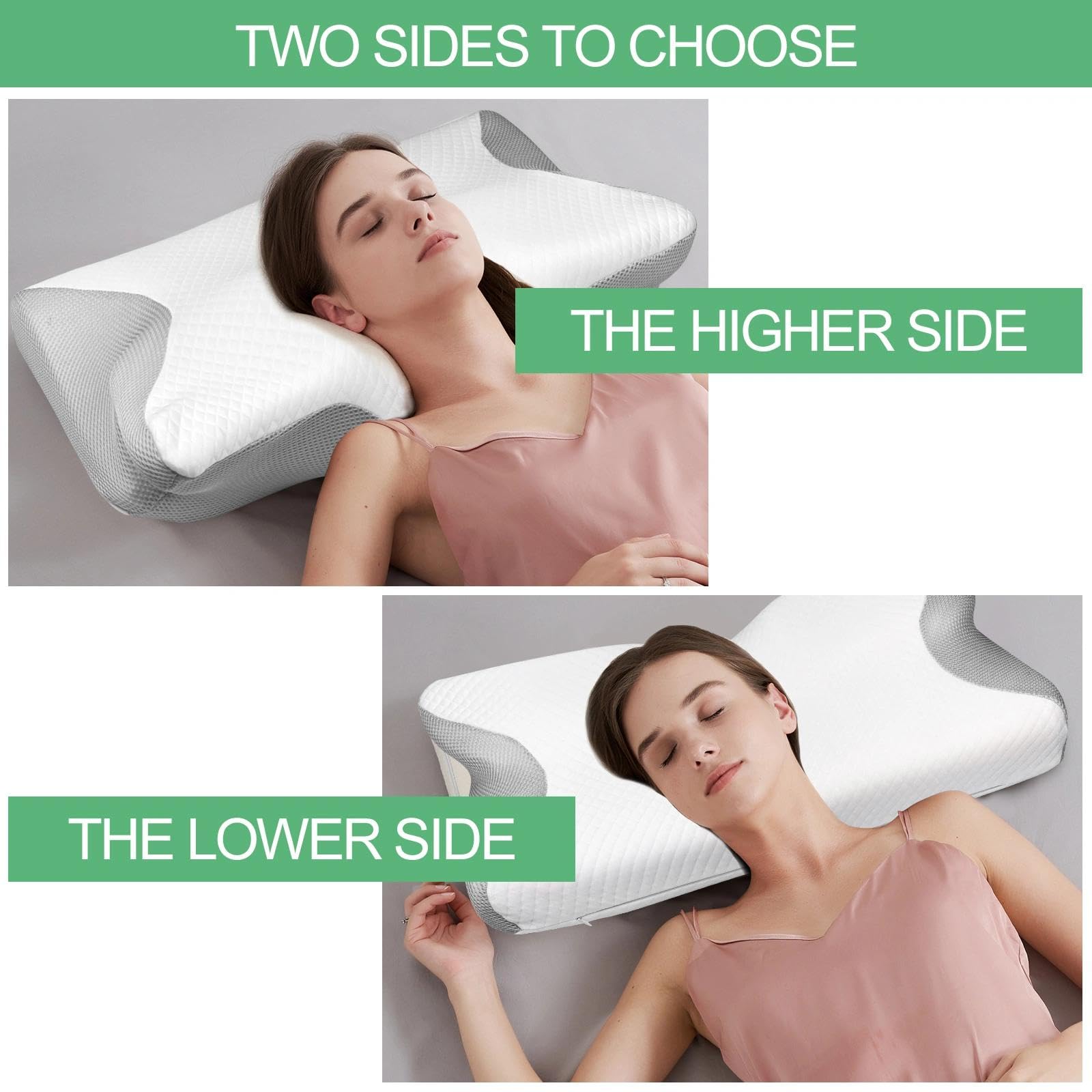 63 x 37 x 12cm Cuscino Cervicale, Cuscino Memory Foam, Cuscino Ortopedico, Cuscini per Cervicale, Cuscino Ergonomico, Guanciale per Chi Dorme di Fianco, sulla Schiena o sulla Pancia - 5