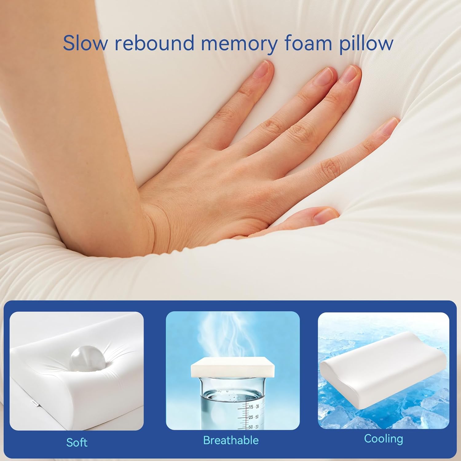 LuckyClover Cervical Neck Pillow for Sleeping, Contour Memory Foam Pillows for Sleeping, Adjustable Ergonomic Bed Pillow,Support for Side Back Stomach Sleepers(White) - Image 3