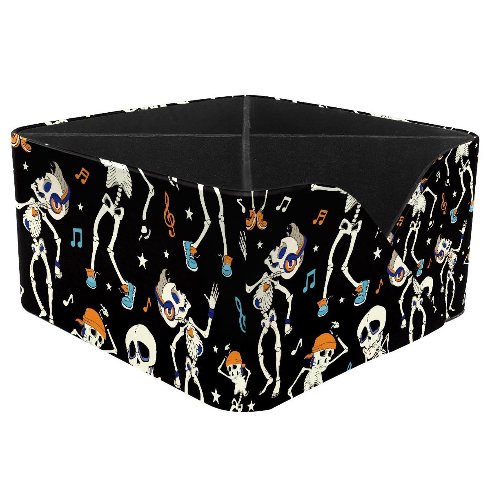 KengjuTesu Skulls Skeletons Desktop Organizer Pen Holder, Rectangular Pencil Cup for Office, Study and Makeup Stations