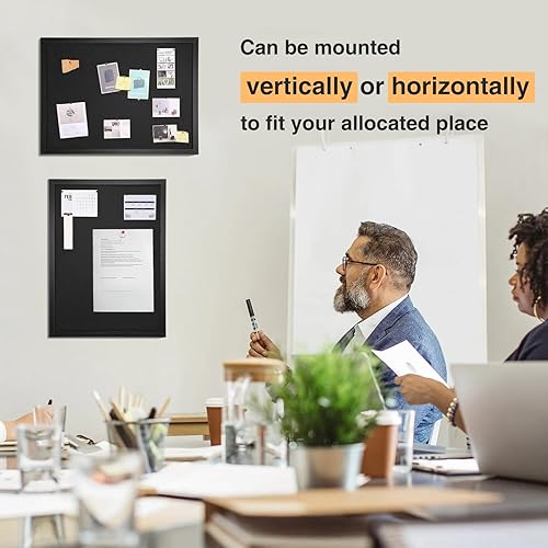 Miniatura 7 de OWLKELA Tablero de corcho de 17 x 23 pulgadas con fieltro, tablero de visión y tablero decorativo para colgar, tablero de anuncios enmarcado negro