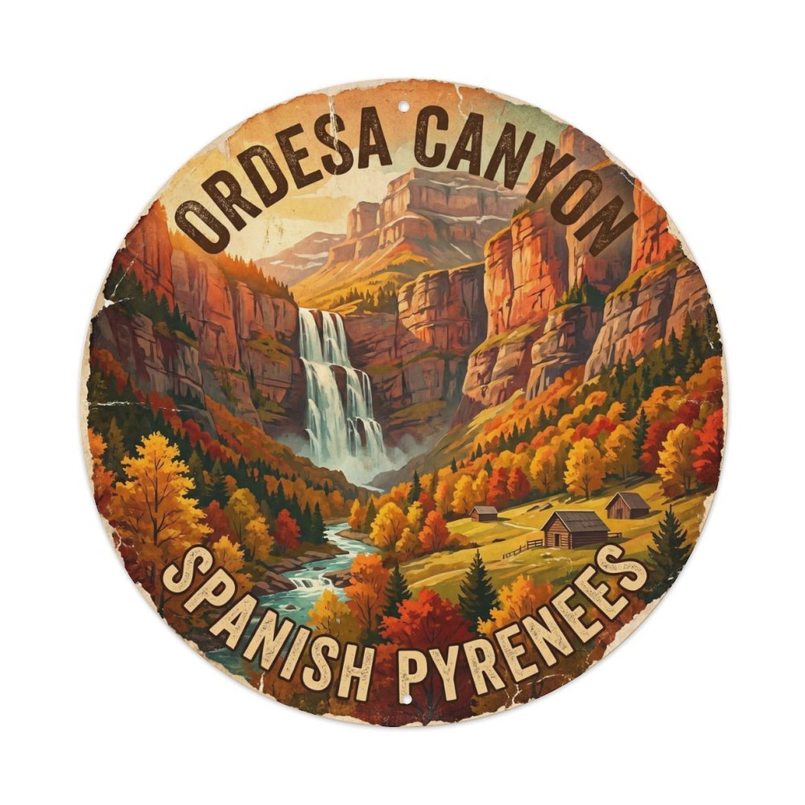 Vintage Travel Ordesa Spain Pyrenees Metal Tin Sign