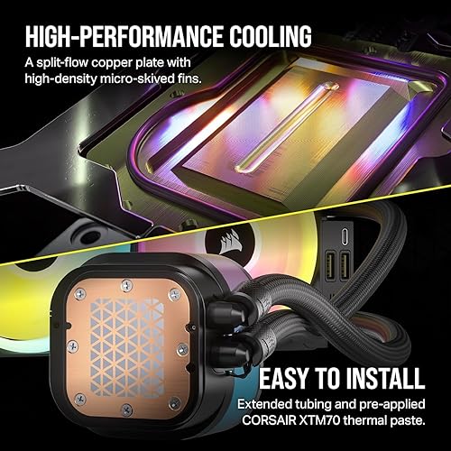 Vista 22 de CORSAIR iCUE Link H170i RGB Enfriador líquido para CPU - AIO de 16.535 in - Ventiladores QX140 RGB - Compatible con Intel LGA 1700, AMD AM5 - Hub