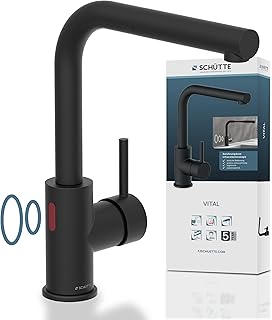 SCHÜTTE 99760 VITAL Sensor-Spültischarmatur Küche, Küchenarmatur mit ausziehbarer Brause, automatischer Wasserhahn mit Sensor, Mischbatterie Spüle, berührungslose Infrarot-Armatur Schwarz
