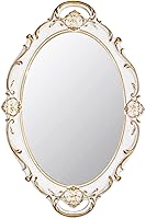 Eaoundm 14.5x10 Inch White Oval Vintage Wall Mirror - Antique Decorative Hanging Mirror for Bedroom, Bathroom