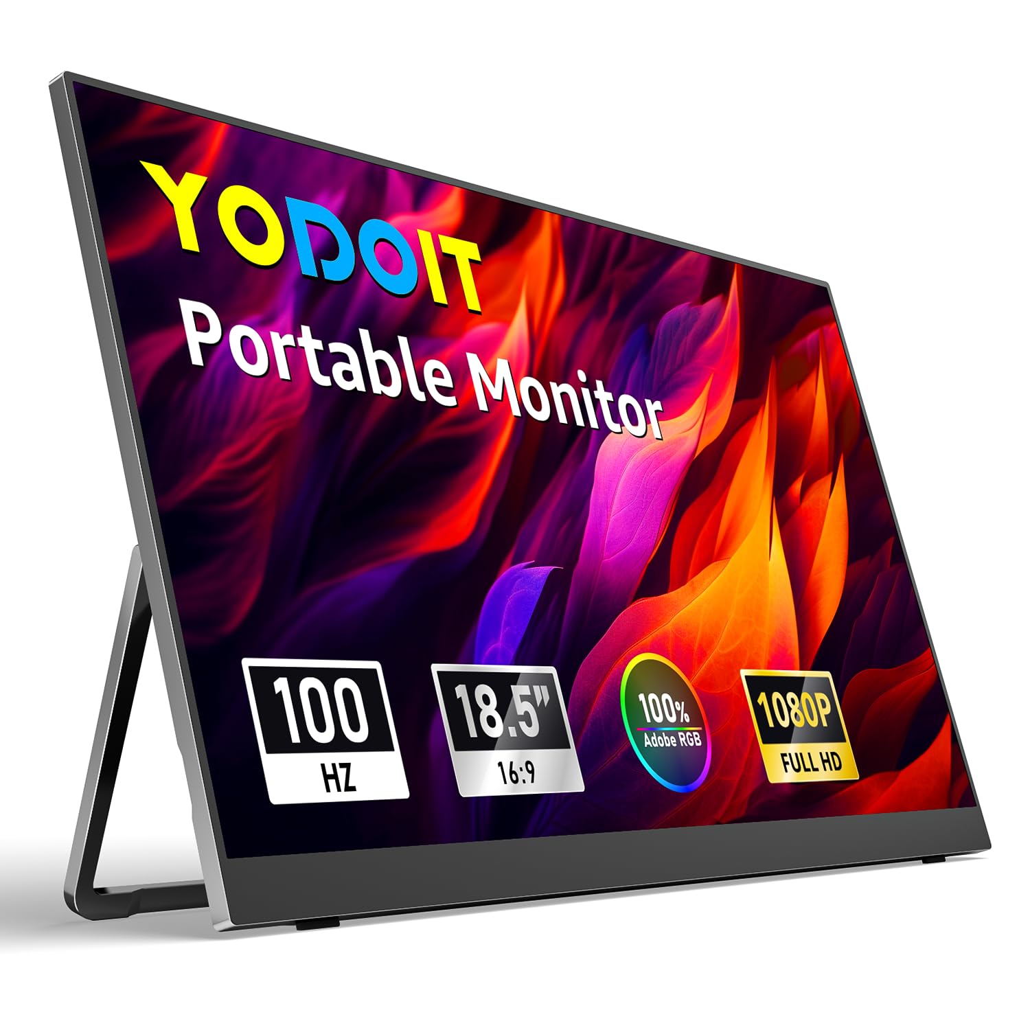 Yodoit Portable Monitor for Laptop 18.5" 100Hz 1920×1080 Travel Monitor IPS Screen Display with USB Type C Port and Built-in Speakers Compatible with PC, MacBook, Xbox