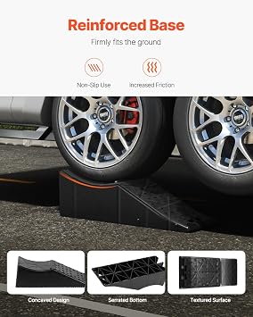 VEVOR 1Piece Vehicle Ramp 20000 lbs/9 Ton Capacity Car Service Ramp, Effortlessly Lift 5.5 High, Durable Nonslip & Portable, for Routine Tire Replacement Repairs, Work with Tandem Wheel Vehicles