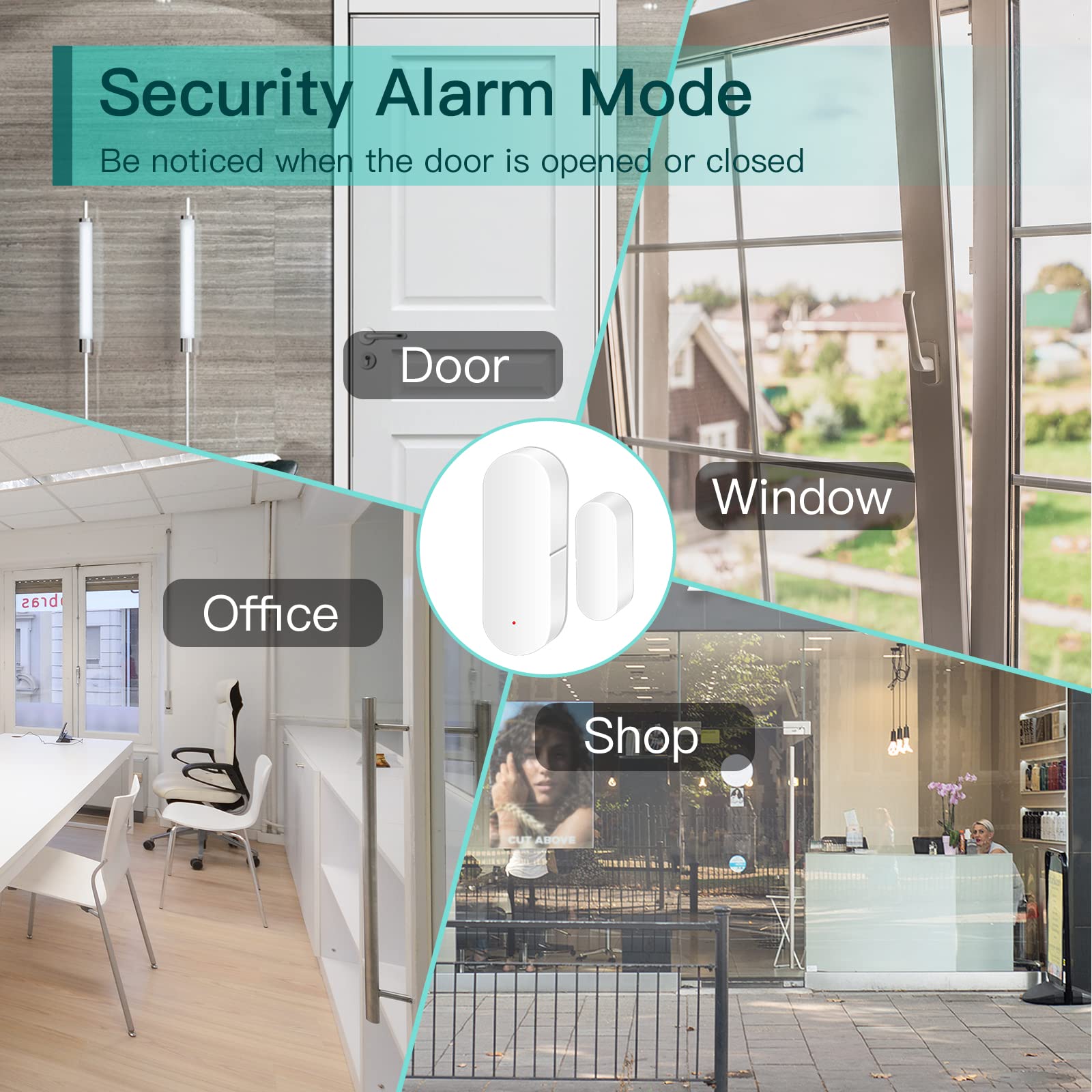 BSEED Zigbee Detector Ventana Puerta 4 Pack,Sensor Alarma Antirrobo Para La Seguridad Tienda Hogar Contra Ladrones, Compatible Tuya Alexa Google Home, Se Requiere Concentrador